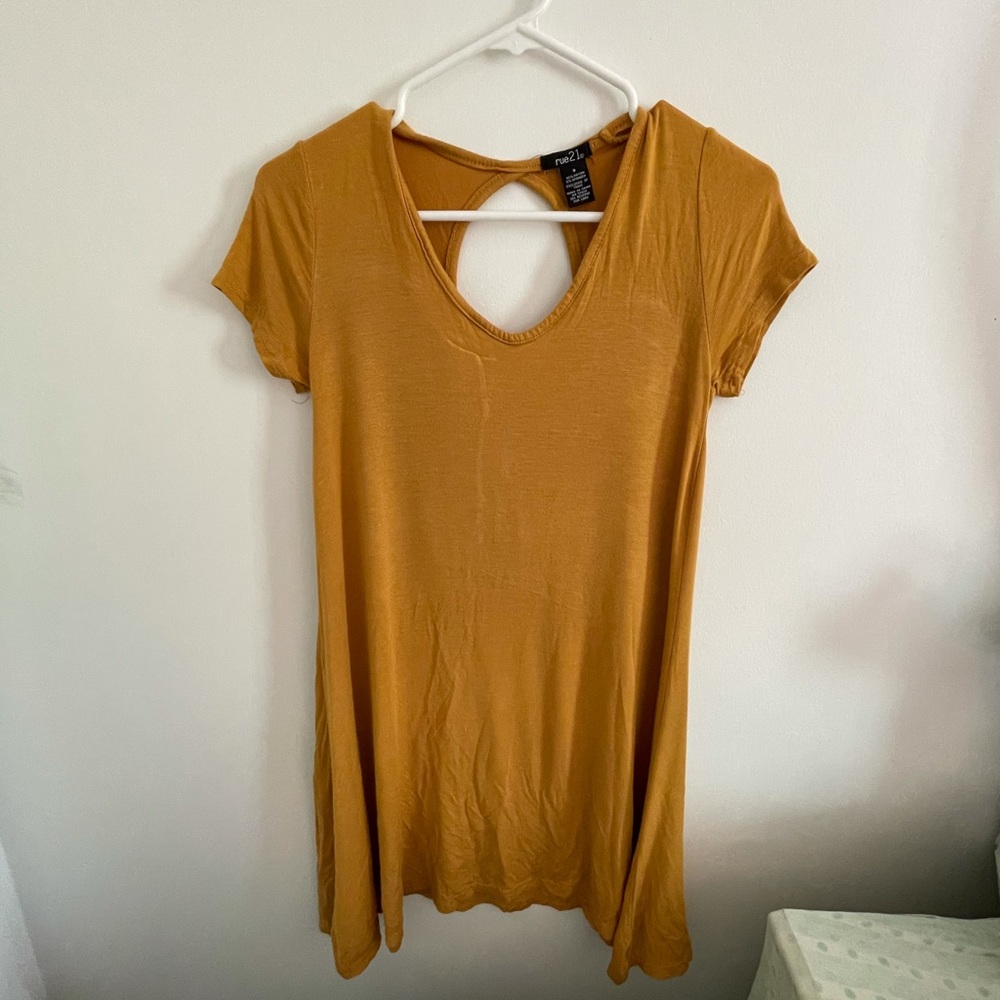 Rue 21 Mustard Yellow V neck high low dressy top